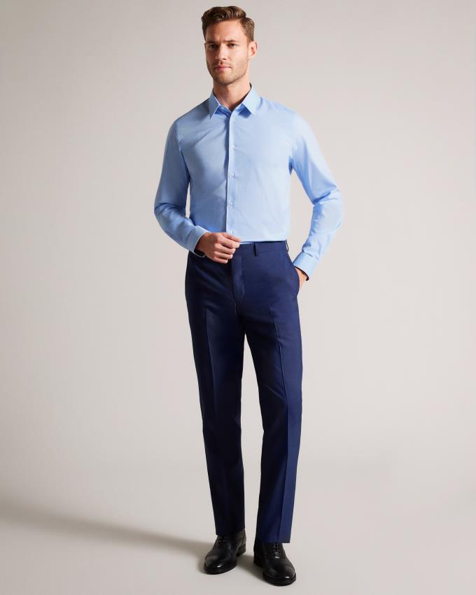 Chemises Ted Baker Long Sleeve Spot Bleu Homme | DCK-60216891